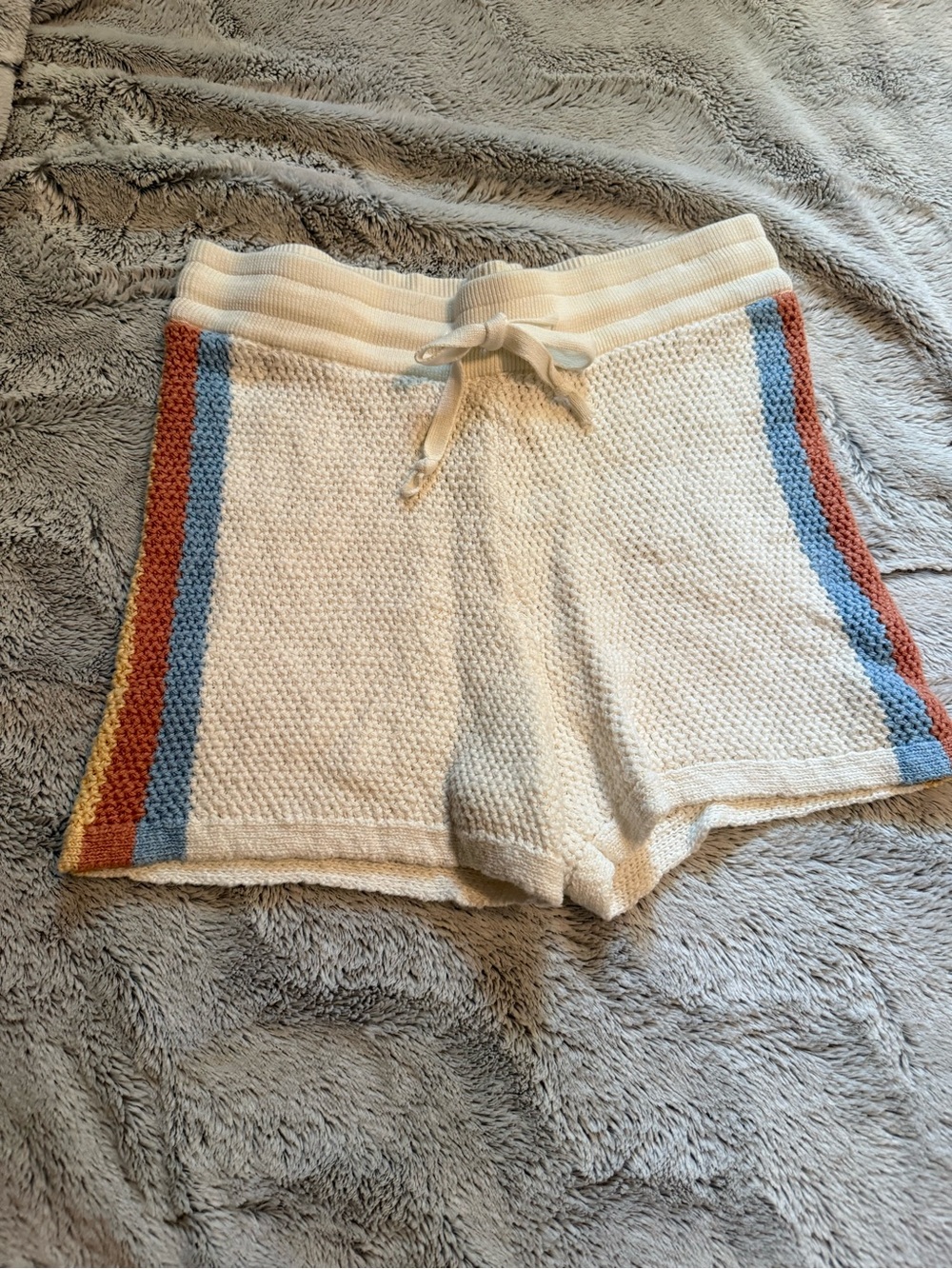 Natural Reflections Stripe Crochet Shorts Medium